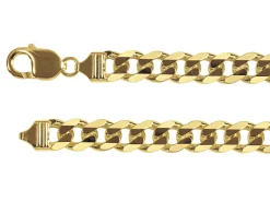 14ct Yellow Gold Plated 9.3mm Diamond Cut Curb Chain 18"/45cm Unhallmarked
