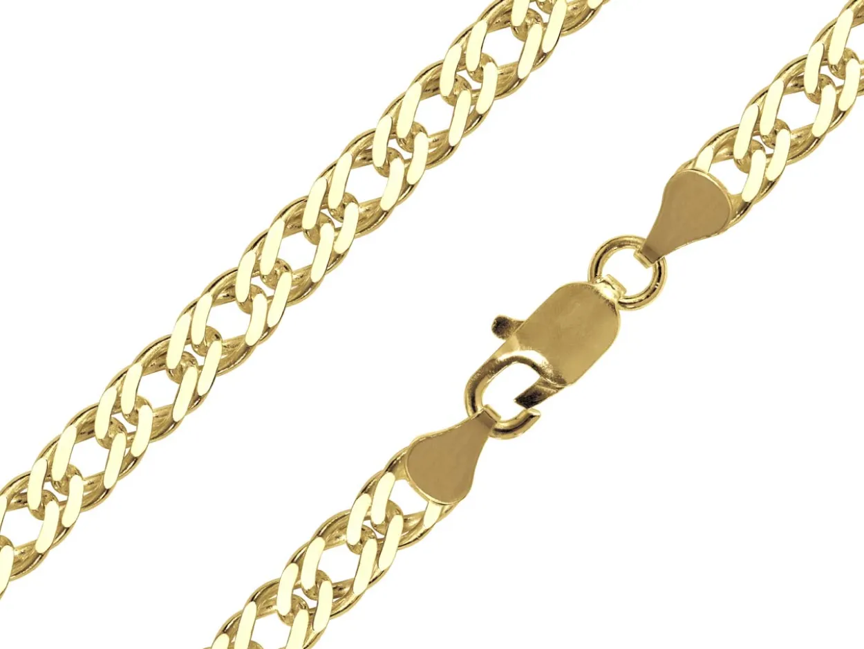 14ct Yellow Gold Plated 6.4mm Diamond Cut Double Rhombus Curb Chain 18"/45cm Unhallmarked