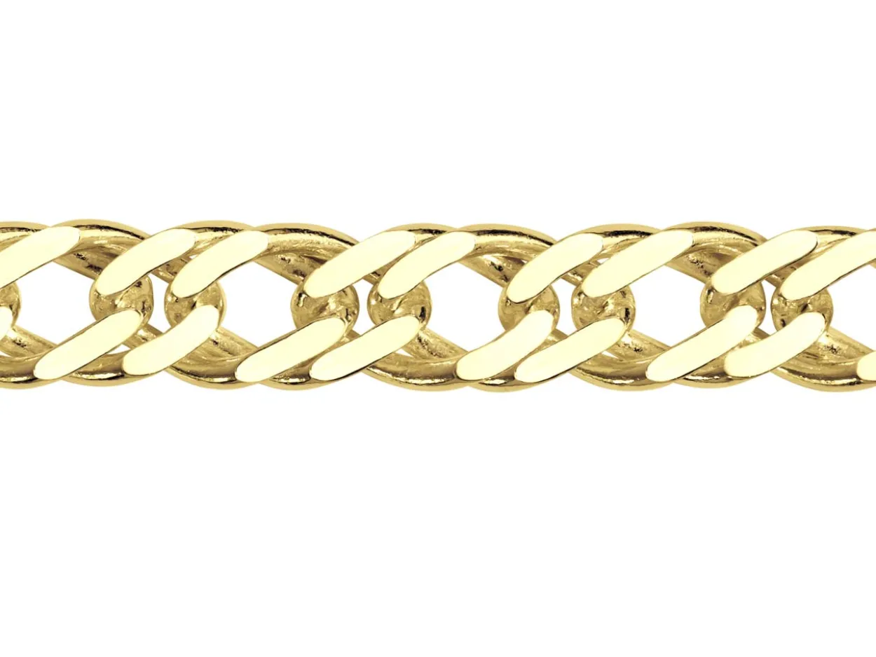 14ct Yellow Gold Plated 6.4mm Diamond Cut Double Rhombus Curb Chain 18"/45cm Unhallmarked