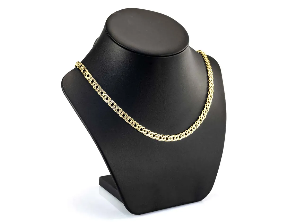 14ct Yellow Gold Plated 6.4mm Diamond Cut Double Rhombus Curb Chain 18"/45cm Unhallmarked