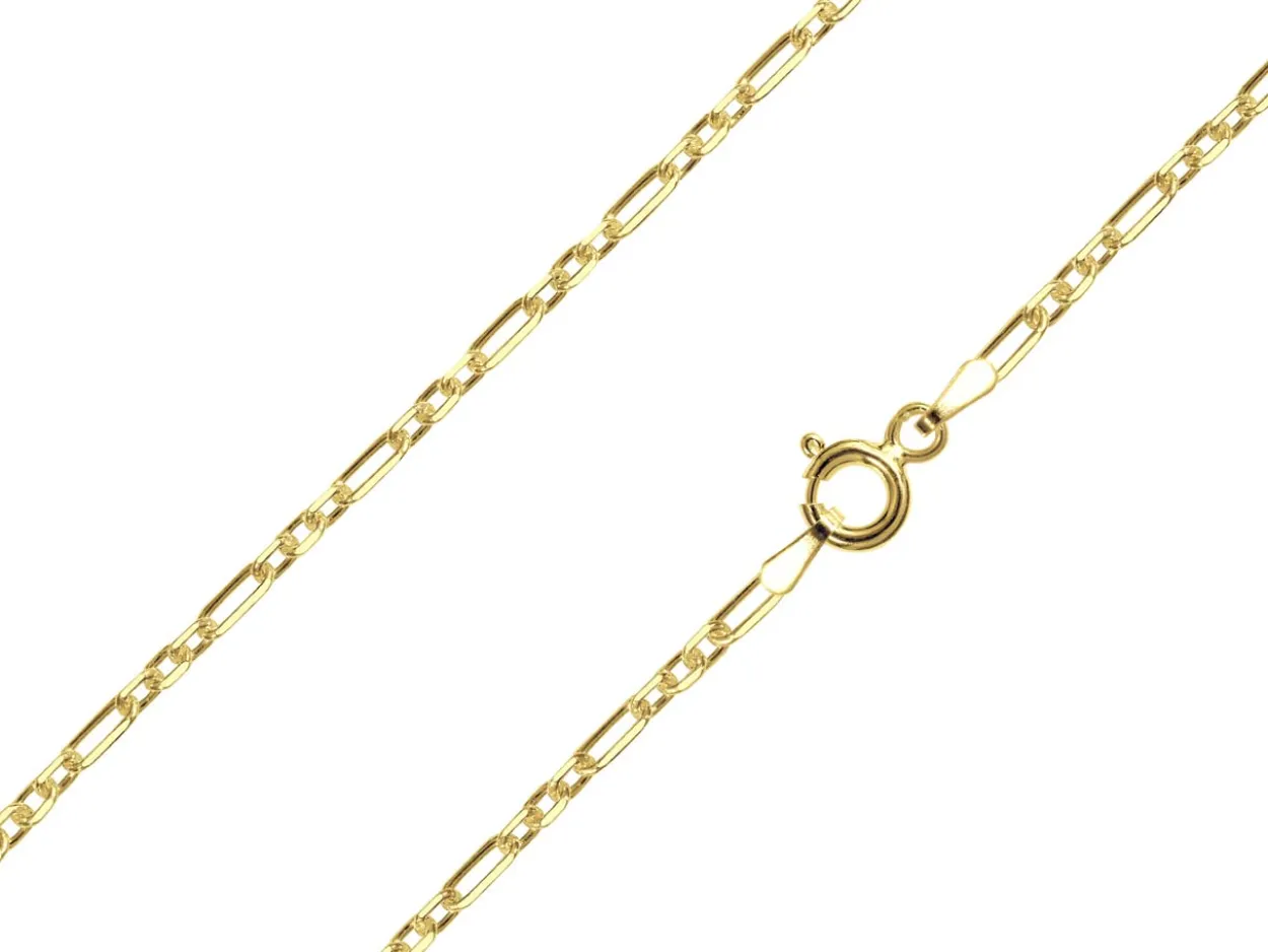 14ct Yellow Gold Plated 2.0mm Diamond Cut Figaro Chain 18"/45cm Unhallmarked