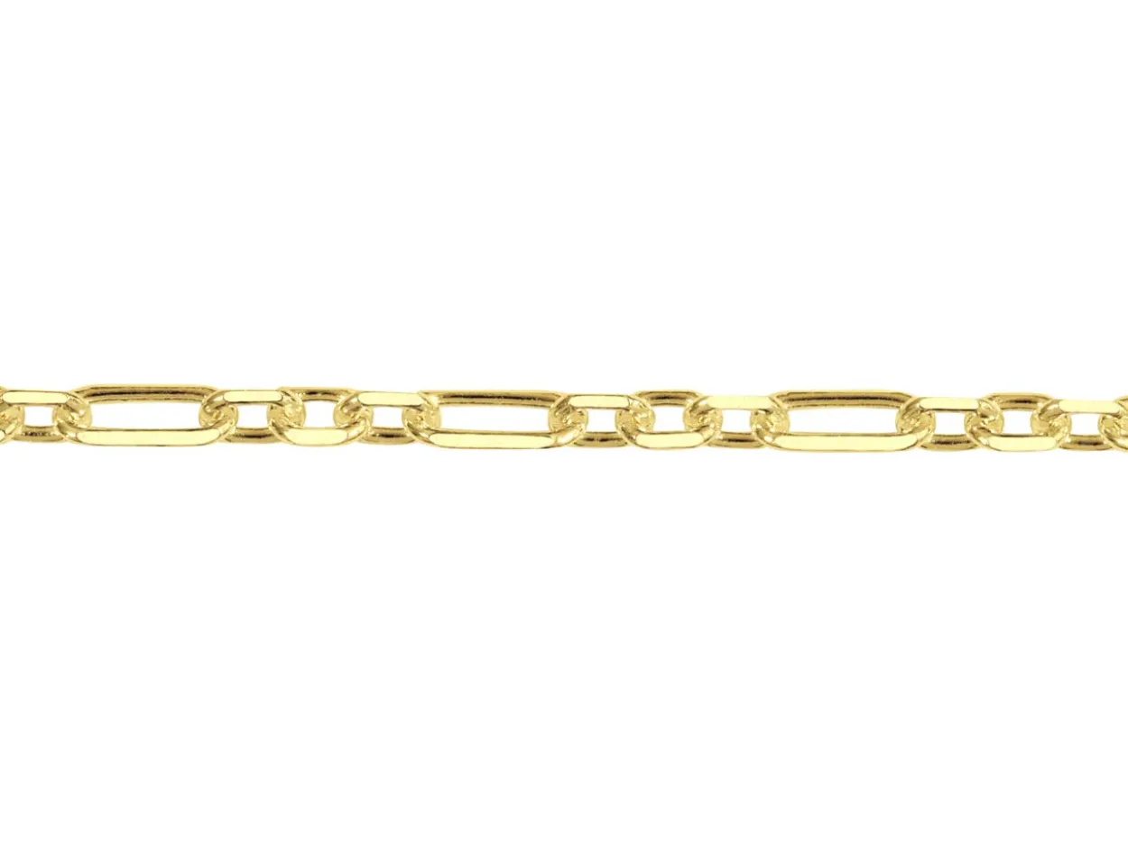14ct Yellow Gold Plated 2.0mm Diamond Cut Figaro Chain 18"/45cm Unhallmarked