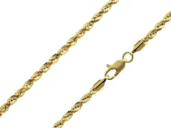 14ct Yellow Gold Plated 3.0mm Diamond Cut Rope Chain 18"/45cm Unhallmarked