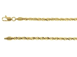 14ct Yellow Gold Plated 3.0mm Diamond Cut Rope Chain 18"/45cm Unhallmarked