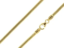 14ct Yellow Gold Plated 3.1mm Diamond Cut Round Snake Chain 18"/45cm Unhallmarked