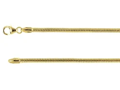 14ct Yellow Gold Plated 3.1mm Diamond Cut Round Snake Chain 18"/45cm Unhallmarked
