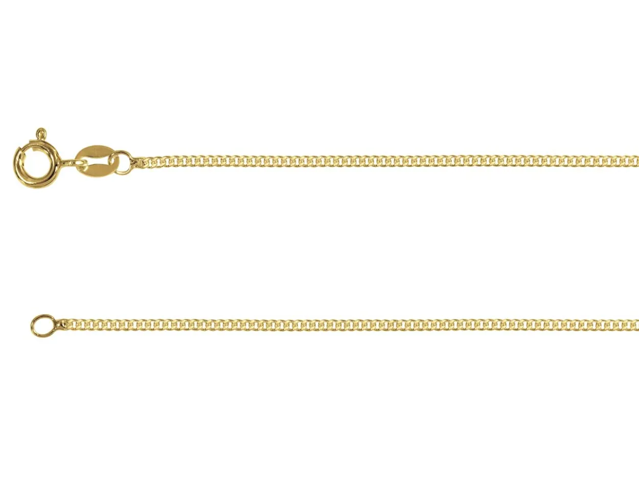 14ct Yellow Gold Plated 1.4mm Flat Filed Curb Chain 18"/45cm Unhallmarked