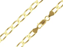 14ct Yellow Gold Plated 5.4mm Flat Filed Open Curb Chain 18"/45cm Unhallmarked