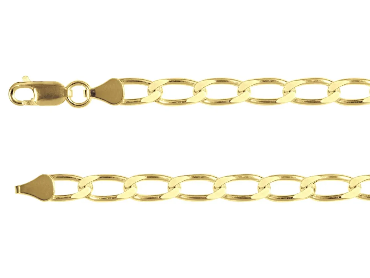 14ct Yellow Gold Plated 5.4mm Flat Filed Open Curb Chain 18"/45cm Unhallmarked