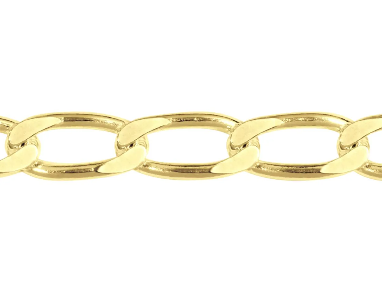 14ct Yellow Gold Plated 5.4mm Flat Filed Open Curb Chain 18"/45cm Unhallmarked