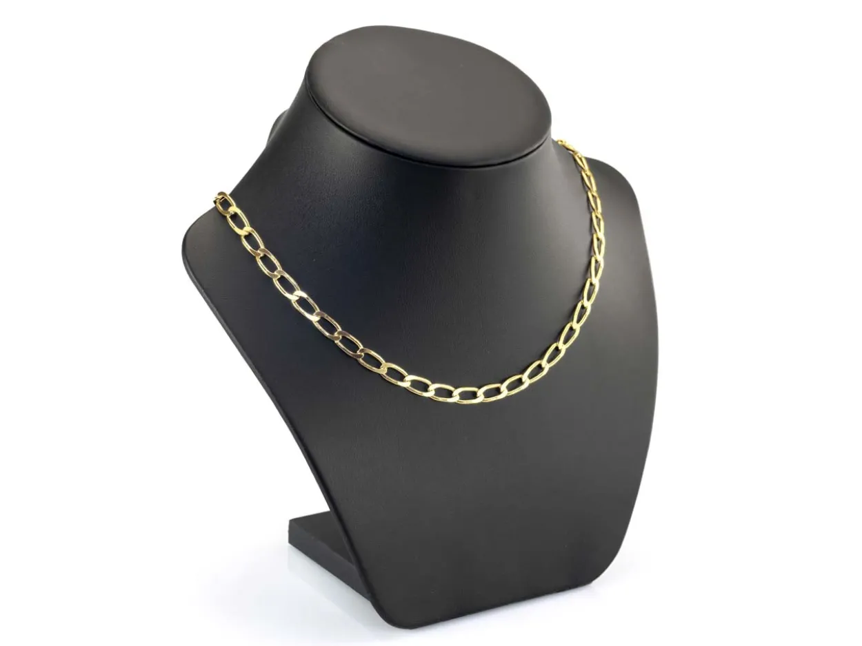 14ct Yellow Gold Plated 5.4mm Flat Filed Open Curb Chain 18"/45cm Unhallmarked