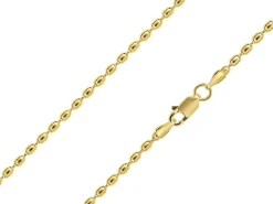 14ct Yellow Gold Plated 2.3mm Oval Bead Chain 18"/45cm Unhallmarked