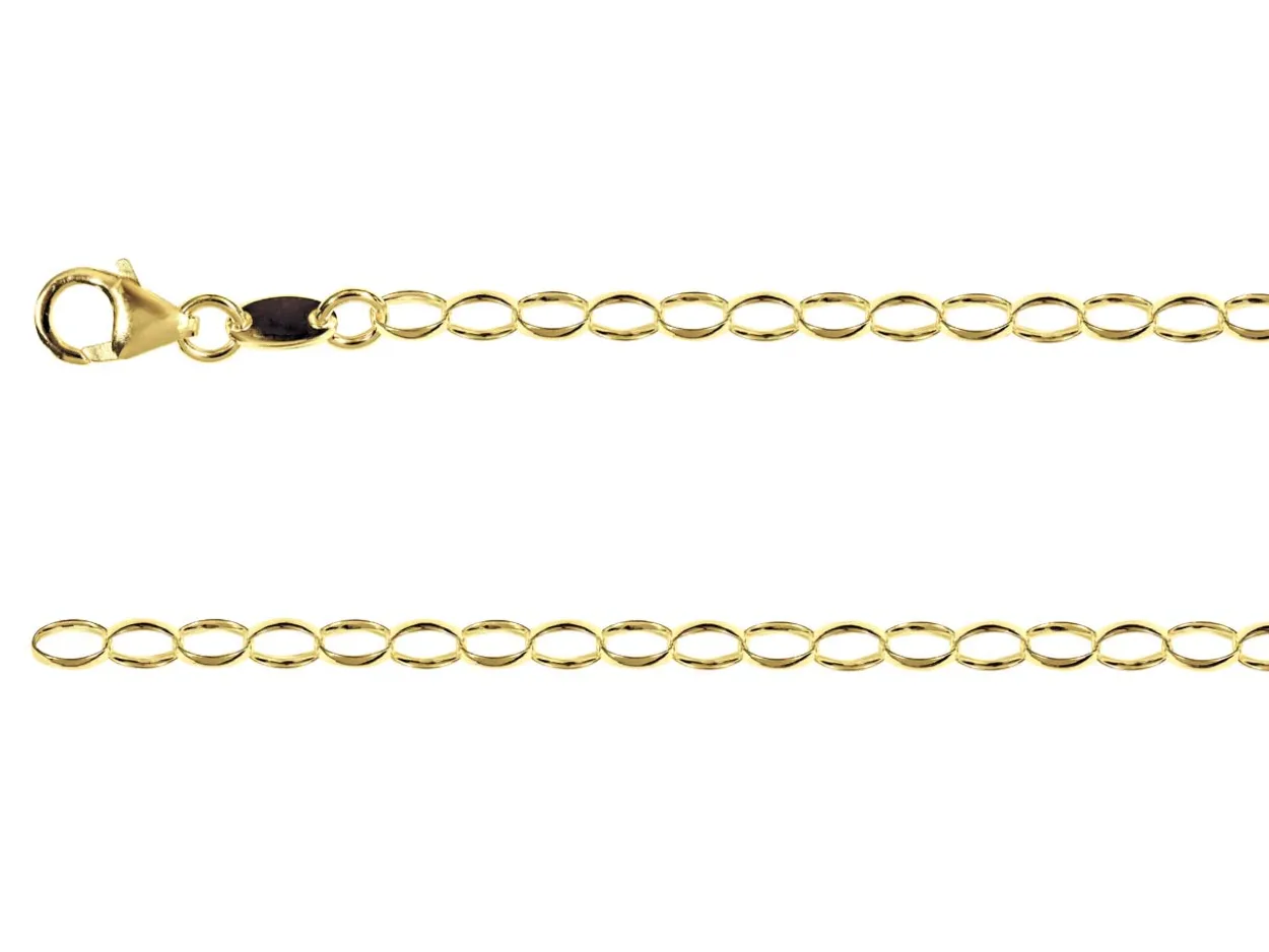 14ct Yellow Gold Plated 3.6mm Oval Trace Chain 18"/45cm Unhallmarked