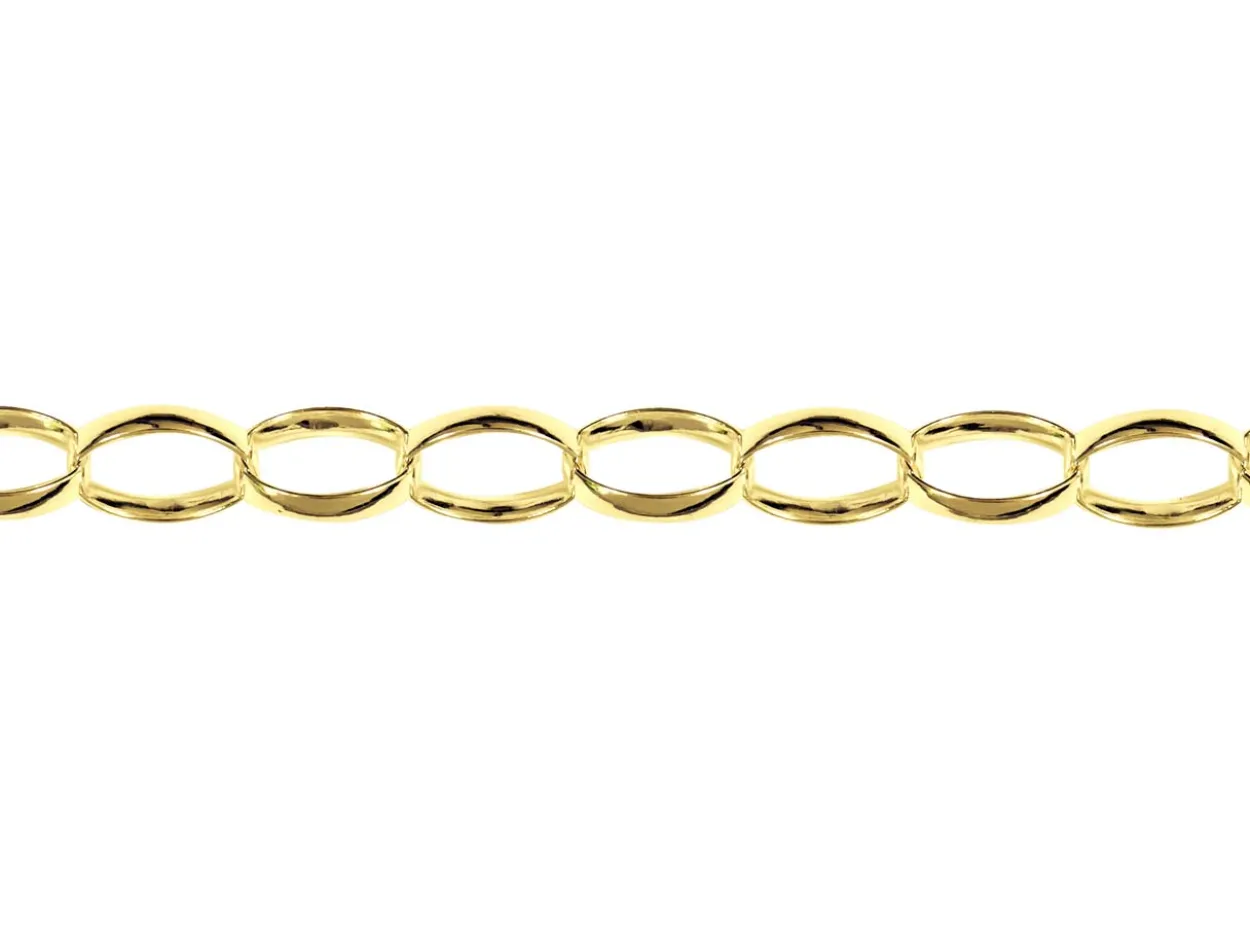 14ct Yellow Gold Plated 3.6mm Oval Trace Chain 18"/45cm Unhallmarked