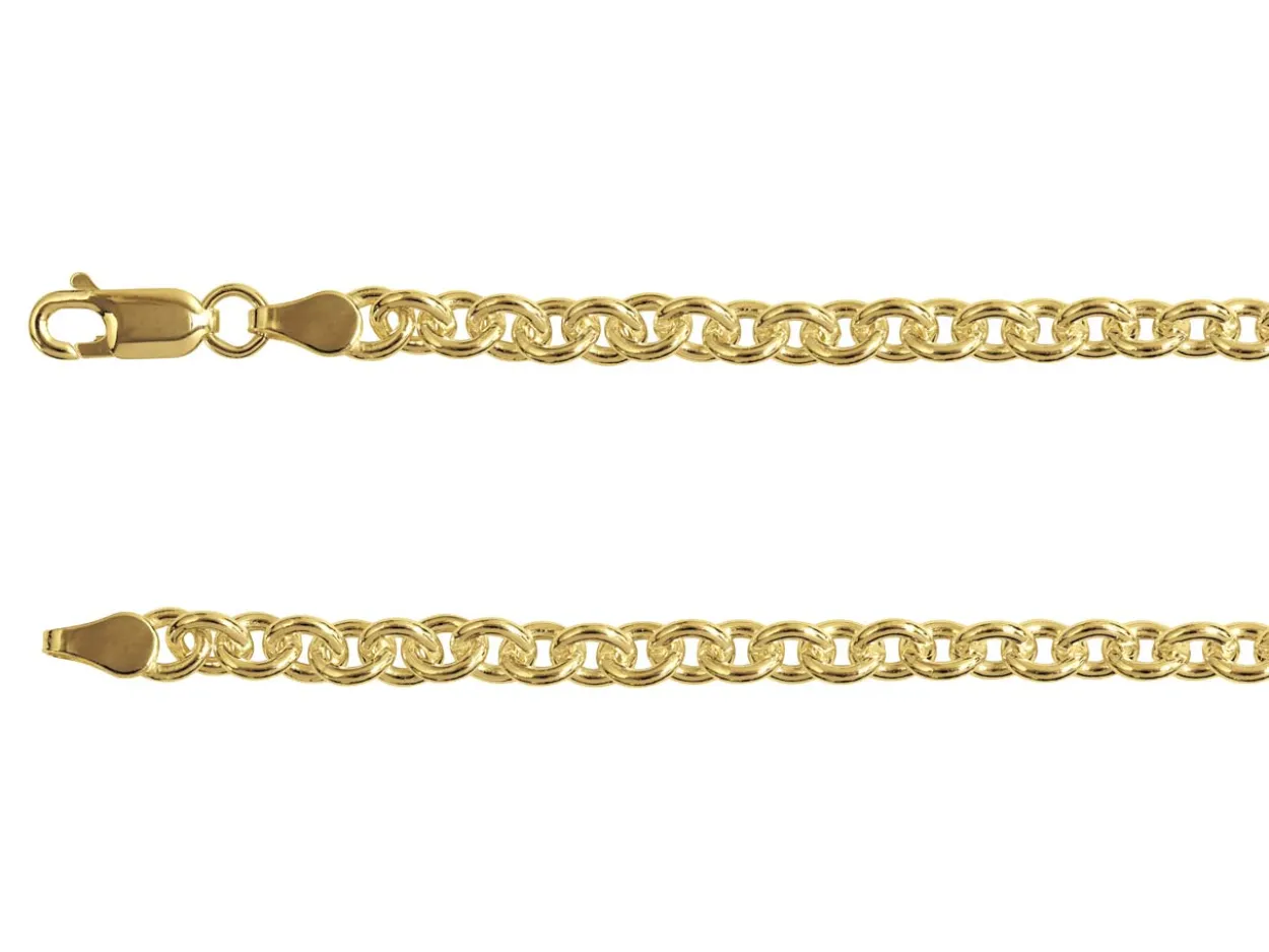 14ct Yellow Gold Plated 4.5mm Oval Trace Chain 18"/45cm Unhallmarked