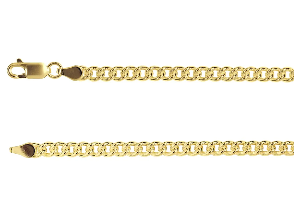 14ct Yellow Gold Plated 4.5mm Round Curb Chain 18"/45cm Unhallmarked