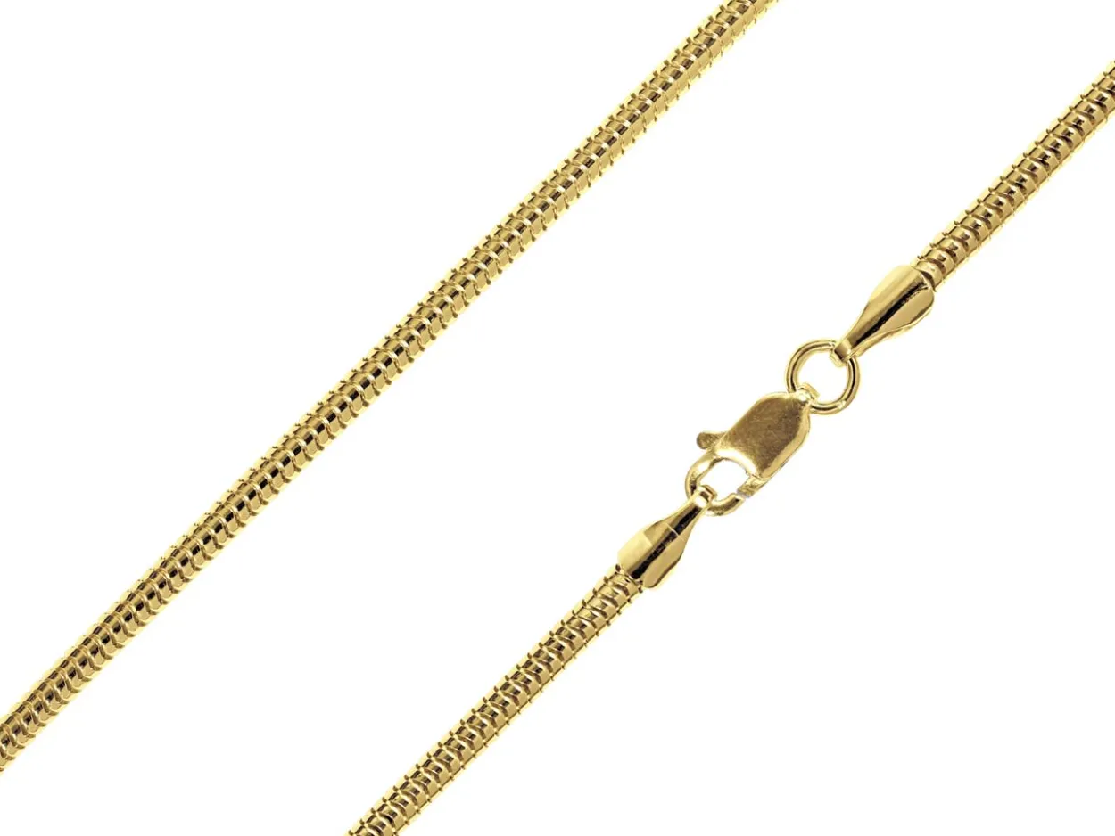 14ct Yellow Gold Plated 2.4mm Round Snake Chain 18"/45cm Unhallmarked