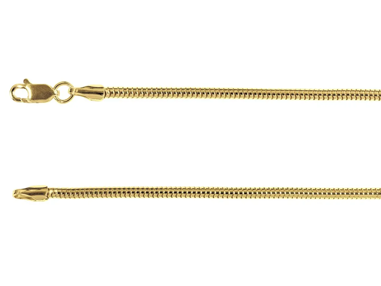 14ct Yellow Gold Plated 2.4mm Round Snake Chain 18"/45cm Unhallmarked