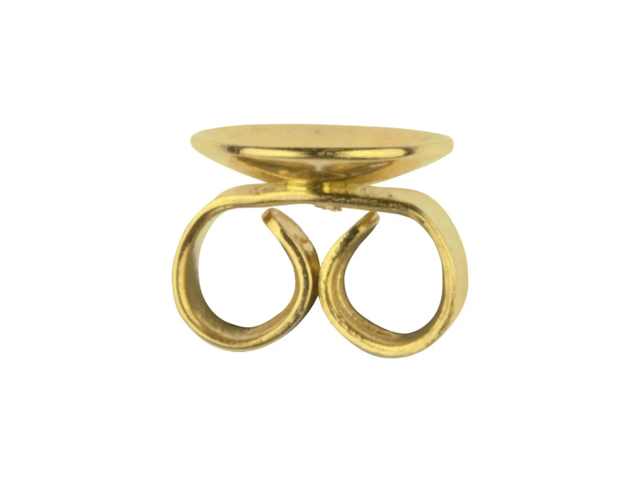 18ct Yellow Gold Scroll On 6mm Domed Disc