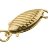9ct Yellow Gold Small Flat Oval Clasp, 10m X 5mm, Soft Twist Ridged Pattern