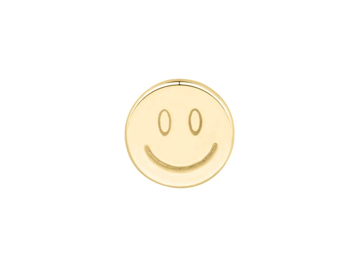 9ct Yellow Gold Smiley Face Labret Tube 3mm