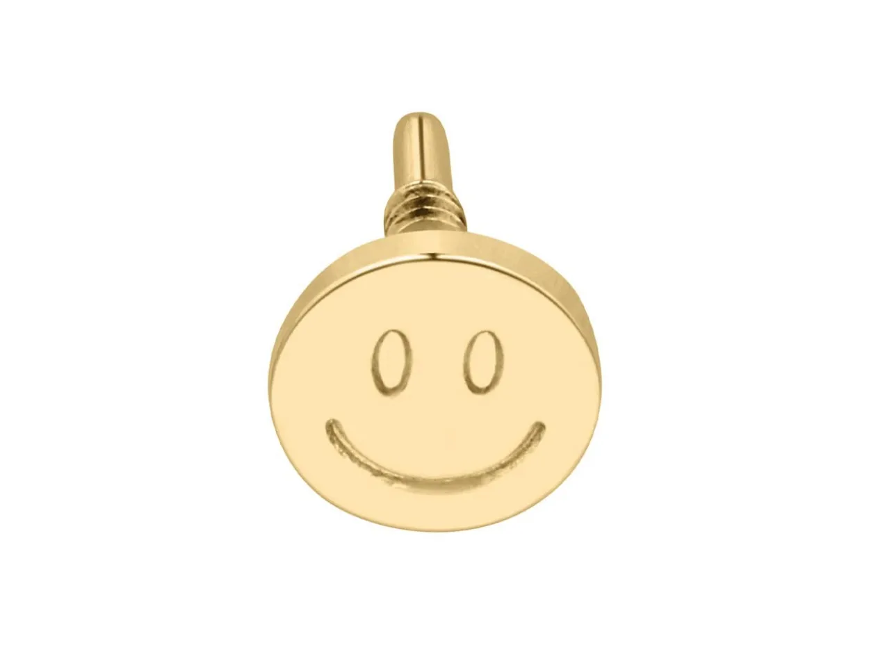 9ct Yellow Gold Smiley Face Labret Post 3mm