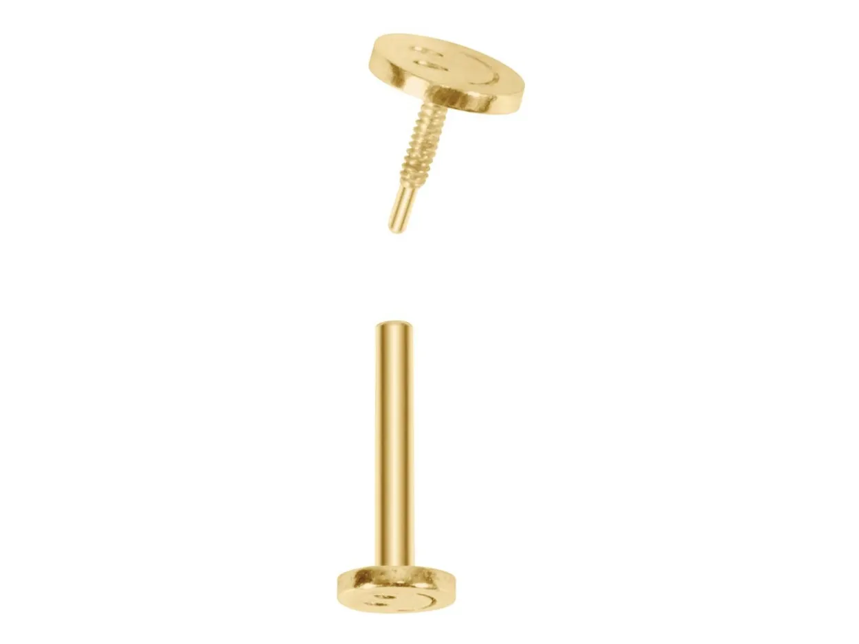 9ct Yellow Gold Smiley Face Labret Post 3mm