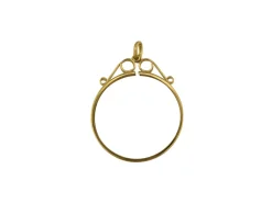 9ct Yellow Gold 1/2 Sovereign Scroll Top Pendant Coin Mount, 100% Recycled Gold
