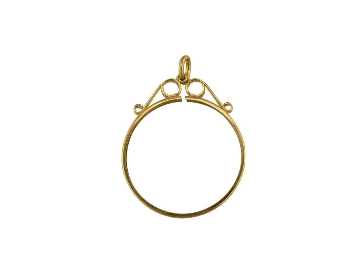 9ct Yellow Gold 1/2 Sovereign Scroll Top Pendant Coin Mount, 100% Recycled Gold