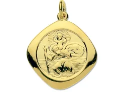 9ct Yellow Gold St. Christopher, Large Square Reversible Hallmarked