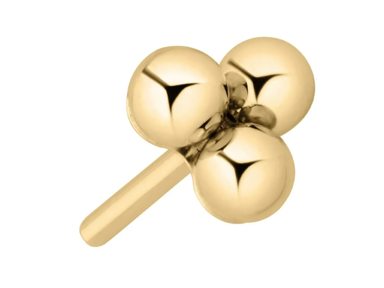 9ct Yellow Gold Trinity Ball Labret Tube 4.5mm