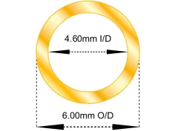 9ct Yellow Gold Tube, Ref B, Outside Diameter 6.0mm, Inside Diameter 4.6mm, 0.7mm Wall Thickness, 100% Recycled Gold
