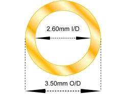 9ct Yellow Gold Tube, Ref 4, Outside Diameter 3.5mm, Inside Diameter 2.6mm, 0.45mm Wall Thickness, 100% Recycled Gold