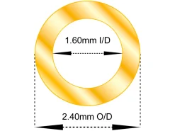9ct Yellow Gold Tube, Ref 8, Outside Diameter 2.4mm, Inside Diameter 1.6mm, 0.4mm Wall Thickness, 100% Recycled Gold
