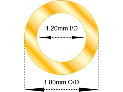 9ct Yellow Gold Tube, Ref 11, Outside Diameter 1.8mm, Inside Diameter 1.2mm, 0.3mm Wall Thickness, 100% Recycled Gold