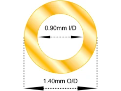 9ct Yellow Gold Tube, Ref 13, Outside Diameter 1.4mm, Inside Diameter 0.9mm, 0.25mm Wall Thickness, 100% Recycled Gold