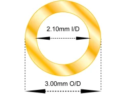18ct Yellow Gold Tube, Ref 5, Outside Diameter 3.0mm, Inside Diameter 2.1mm, 0.45mm Wall Thickness, 100% Recycled Gold