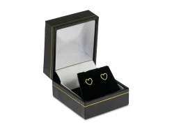 9ct Yellow Gold Valentine's Day Heart Outline Stud Earrings Gift Set