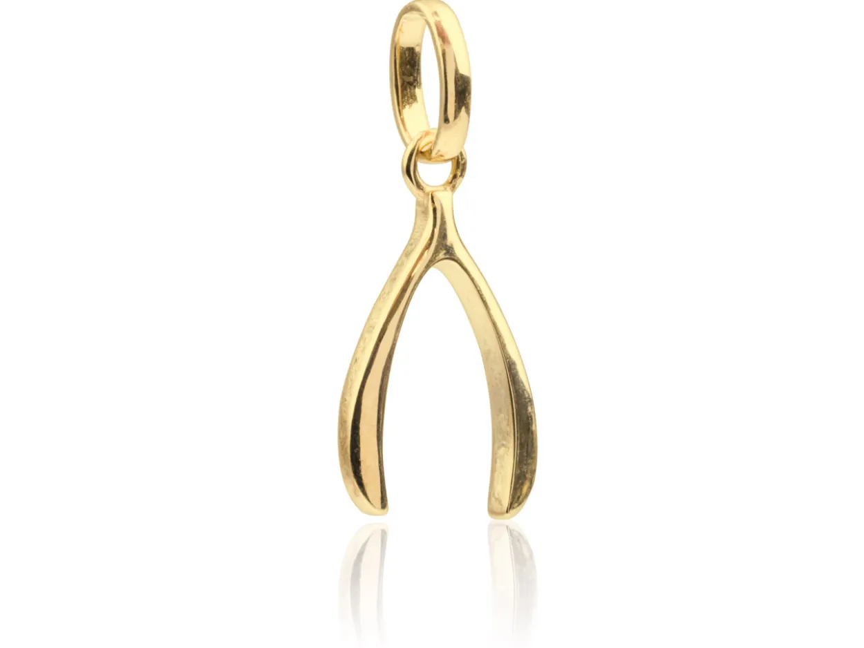 9ct Yellow Gold Wishbone Pendant