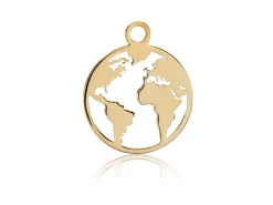 9ct Yellow Gold World Map 10mm, 100% Recycled Gold