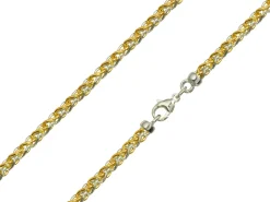 9ct Yellow & White Gold 4.2mm Round Spiga Chain 16"/40cm Hallmarked