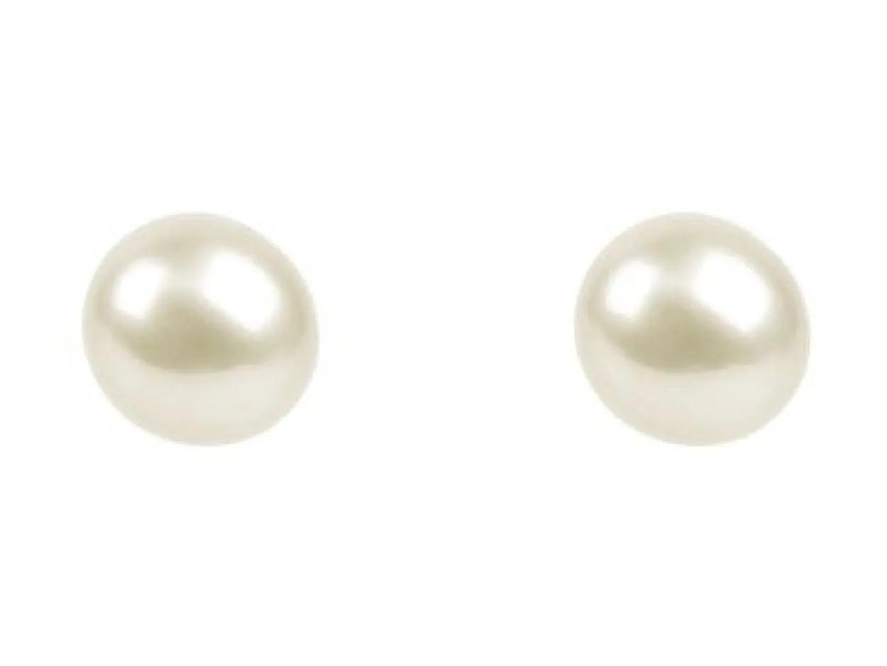 Cultured Pearl Pair Full Round Half Drilled 4.5-5mm White Freshwater