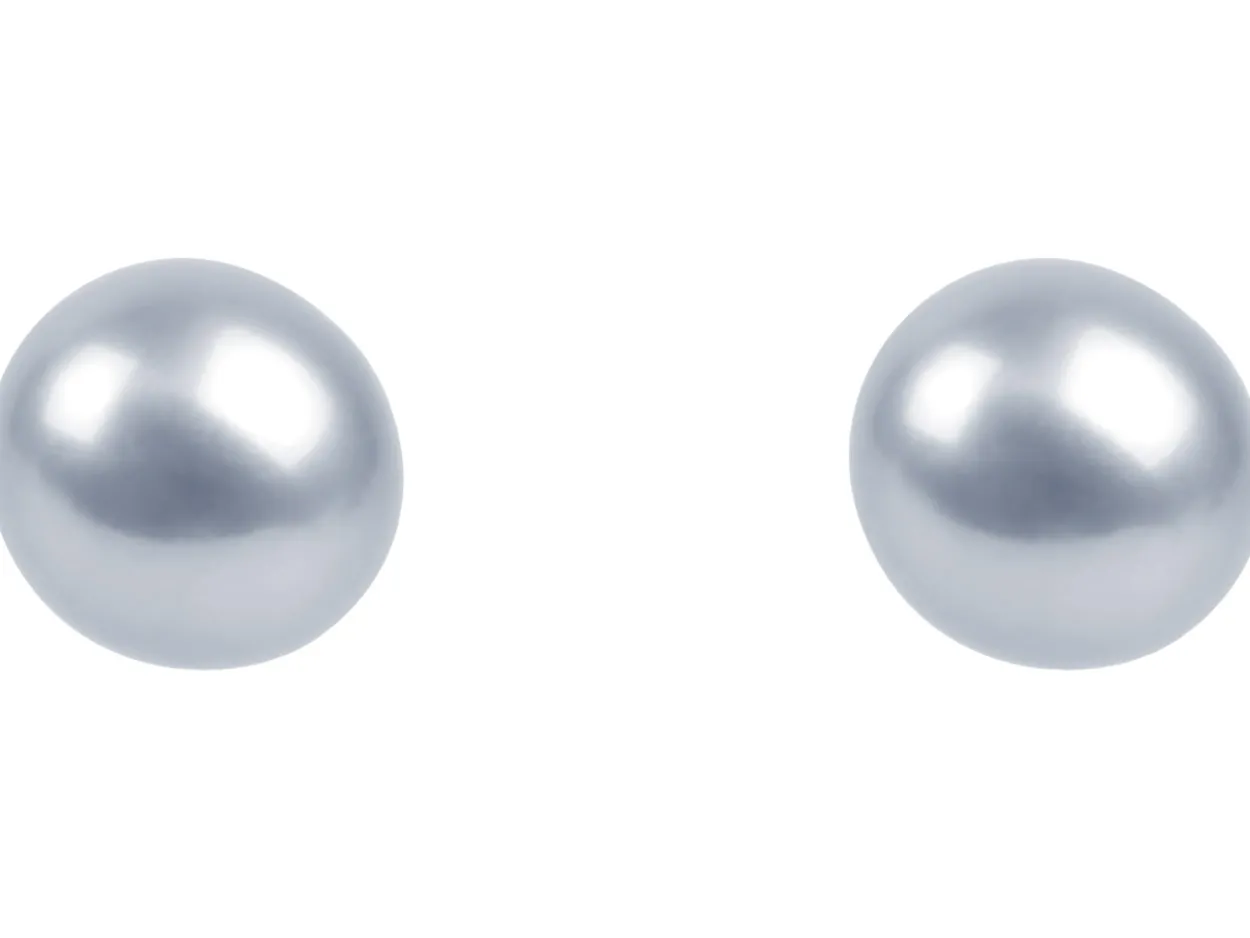 Cultured Pearl Pair Full Round Half Drilled 5-5.5mm Silver Grey Freshwater
