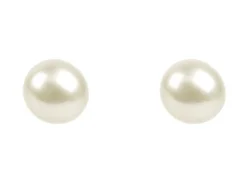 Cultured Pearl Pair Full Round Half Drilled 6.5-7mm White Freshwater