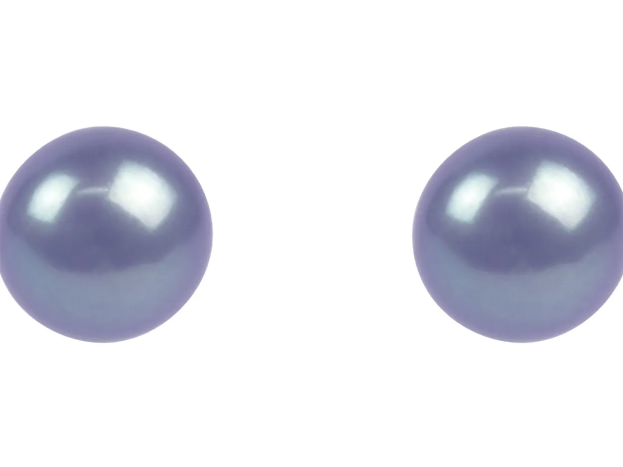 Cultured Pearl Pair Full Round Half Drilled 7-7.5mm Peacock Grey Freshwater