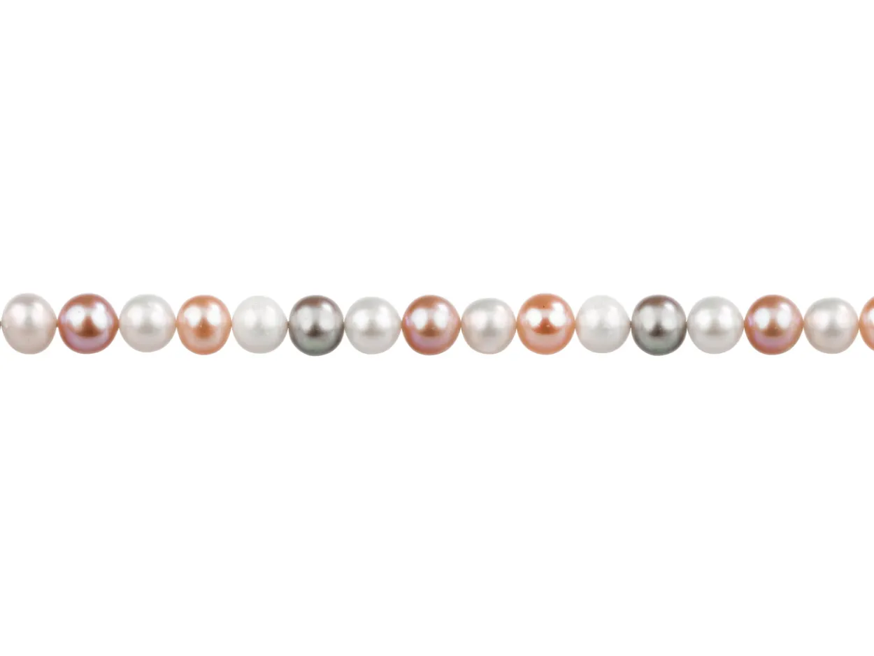 Cultured Pearls Fresh Water, 7-7.5mm, Multicoloured, Potato Round, 16"/40cm