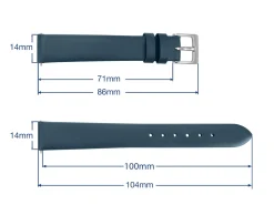 Dark Blue Genuine Calf Leather Watch Strap, 14mm
