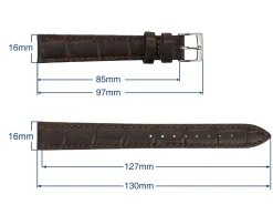 Dark Brown Bolle Genuine Leather Watch Strap, 16mm