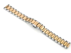 Dual Tone Stainless Steel And Gold Bracelet, Centre Clasp, 18mm