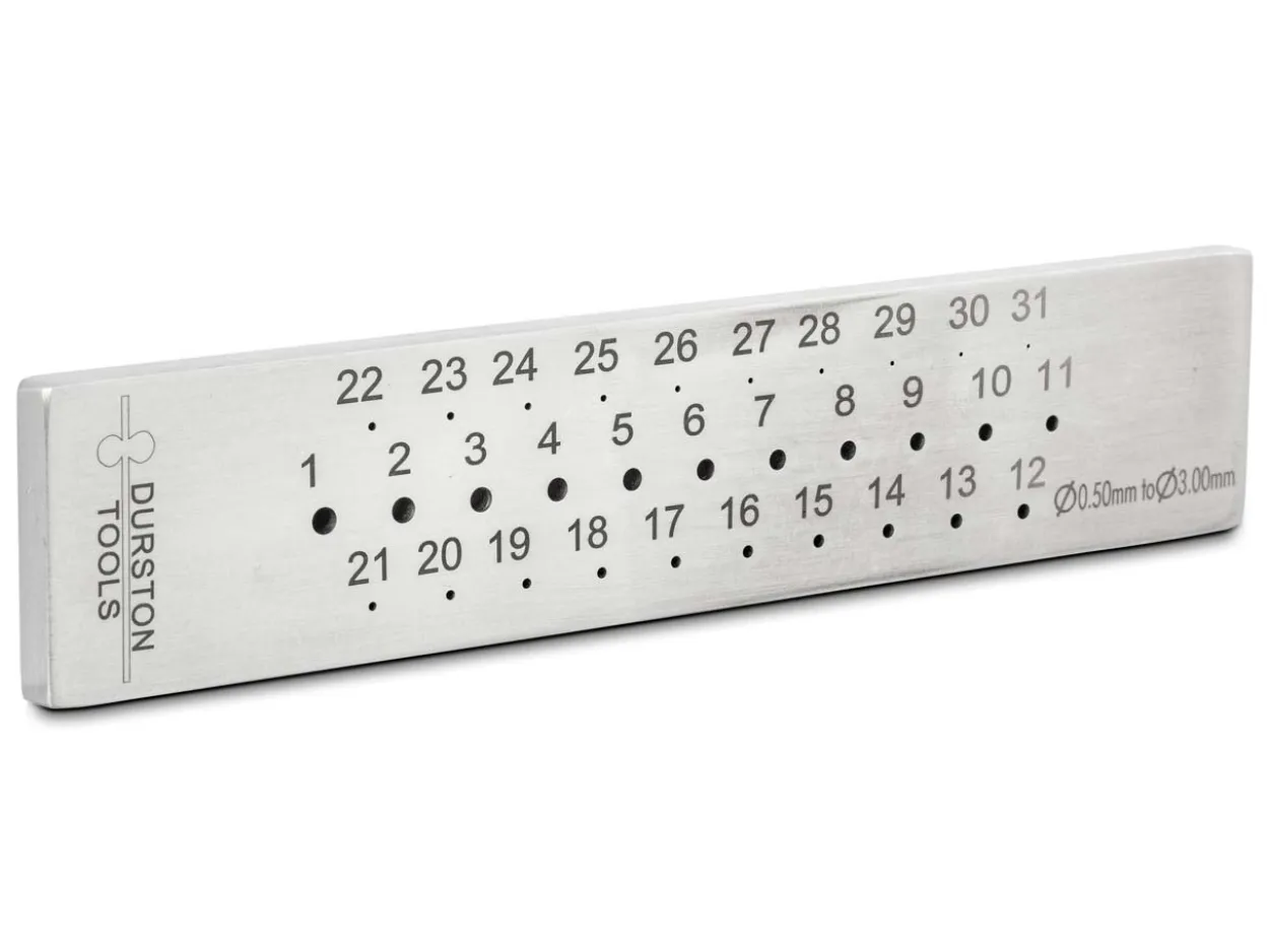 Durston Drawplate, Round, 0.5mm - 3mm, 31 Hole